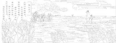 山水風(fēng)景浮雕雕塑原創(chuàng)手繪設(shè)計(jì)稿