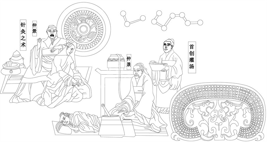 中醫(yī)文化浮雕雕塑原創(chuàng)手繪設(shè)計稿